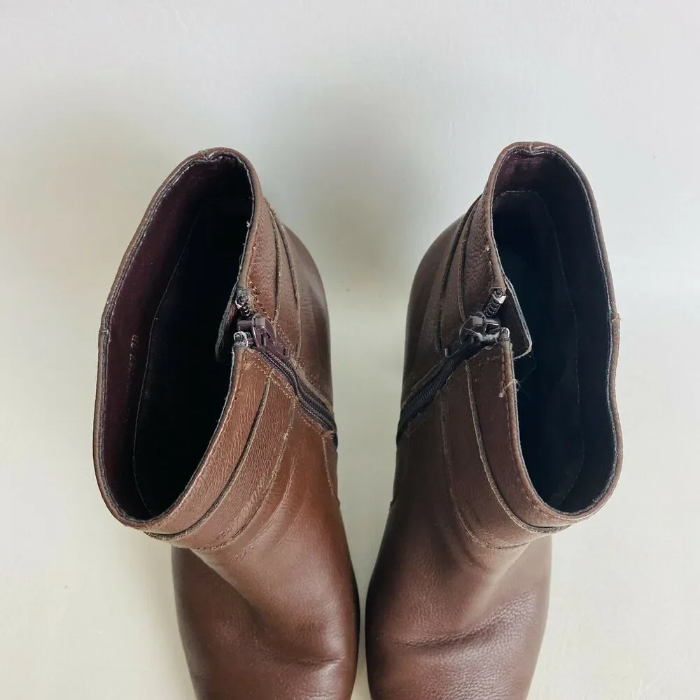 Cole Haan Ankle Boots Rhinecliff Grand Leather Bootie Brown‎ Side Zip Sz 7B